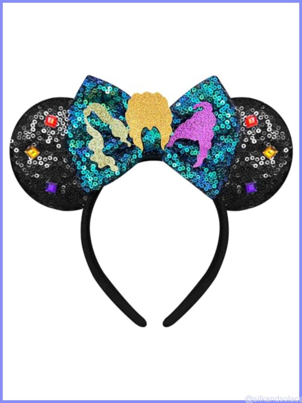 Sequin Halloween Headbands with Ears for Women Green Bows